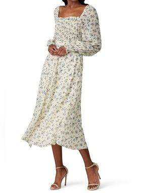 Sweet Baby Jane Cream Floral Smocked Dress Maxi Print XS